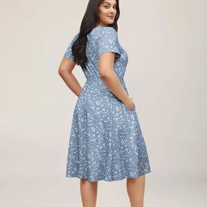 BloomChic Blue Floral Midi Dress